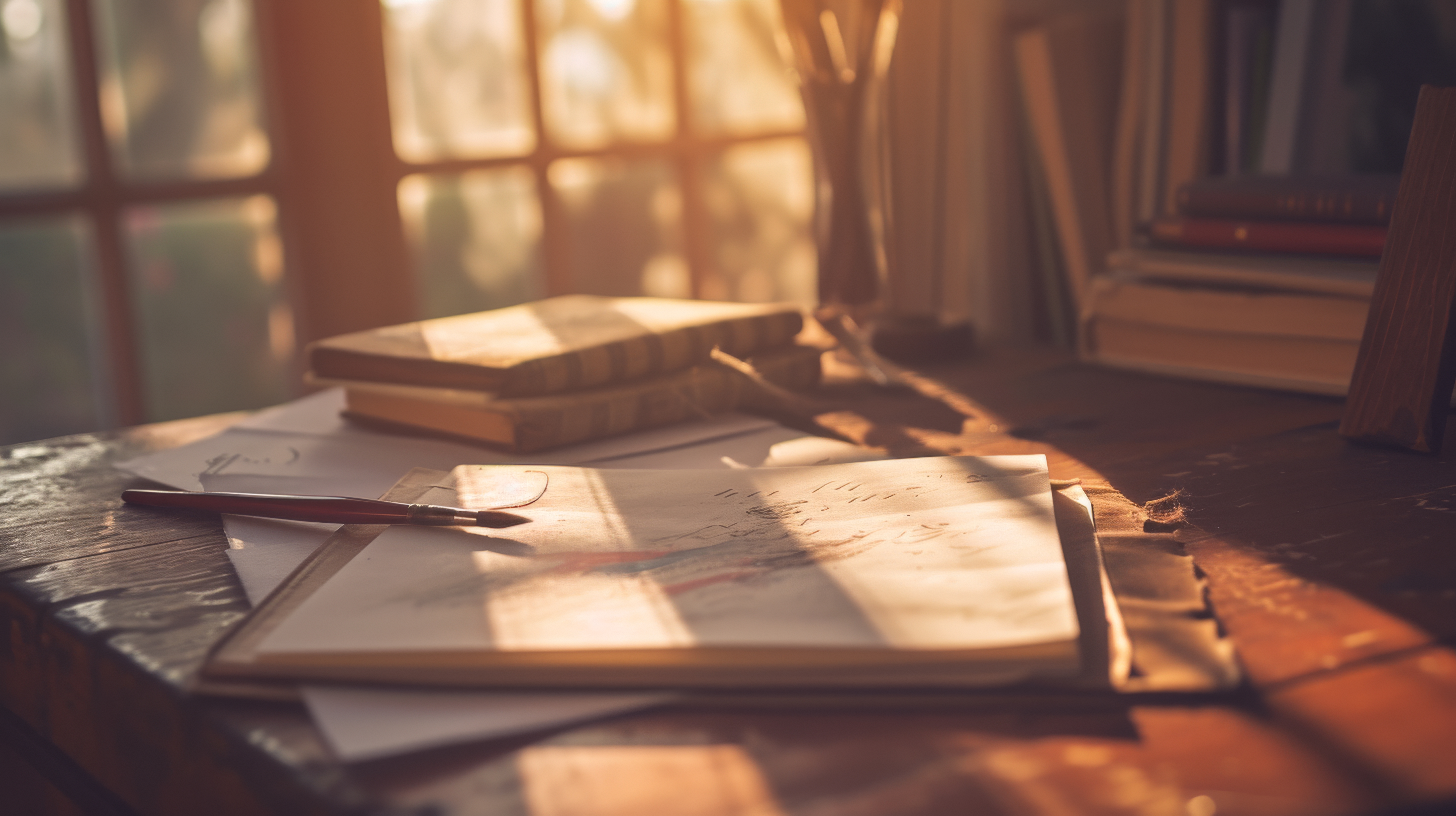 Papers and pen in warm golden light — the craft of strategic communications